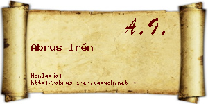 Abrus Irén névjegykártya